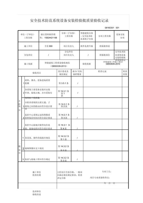 安全技術防范系統設備安裝檢驗批質量驗收記錄